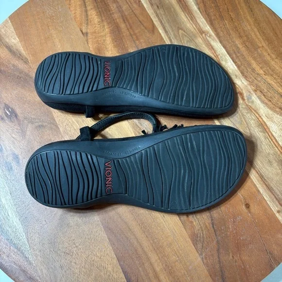 Vionic Black Fringe Sandals - Picture 4 of 9